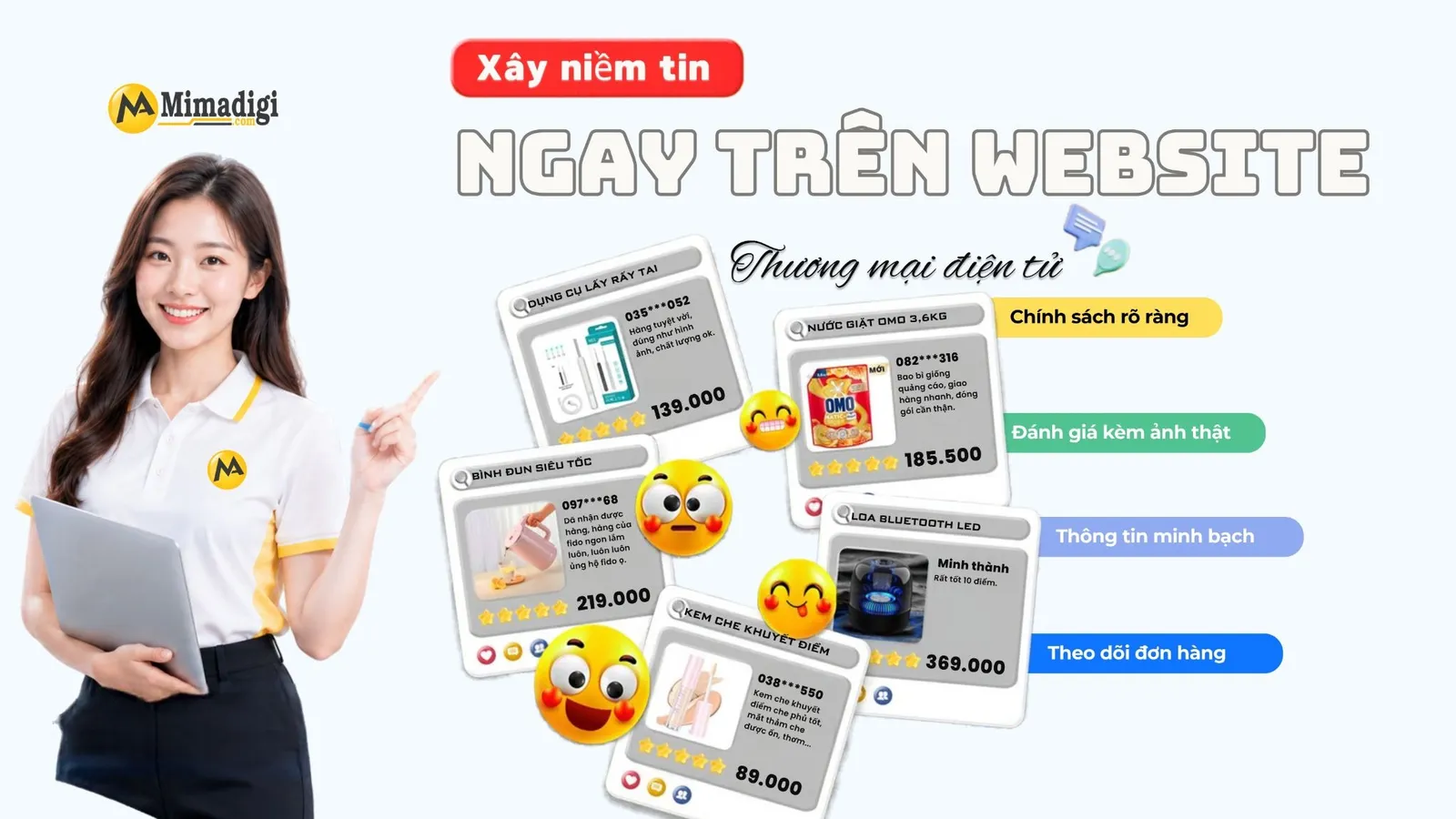 Đánh giá khách hàng và chính sách bảo hành giúp tăng độ tin cậy khi mua sắm