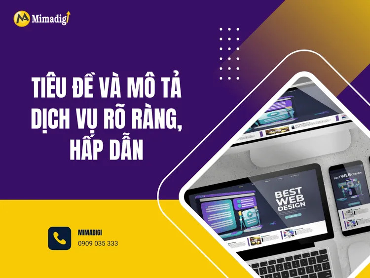 Tiêu đề và mô tả dịch vụ rõ ràng, hấp dẫn tại MIMA