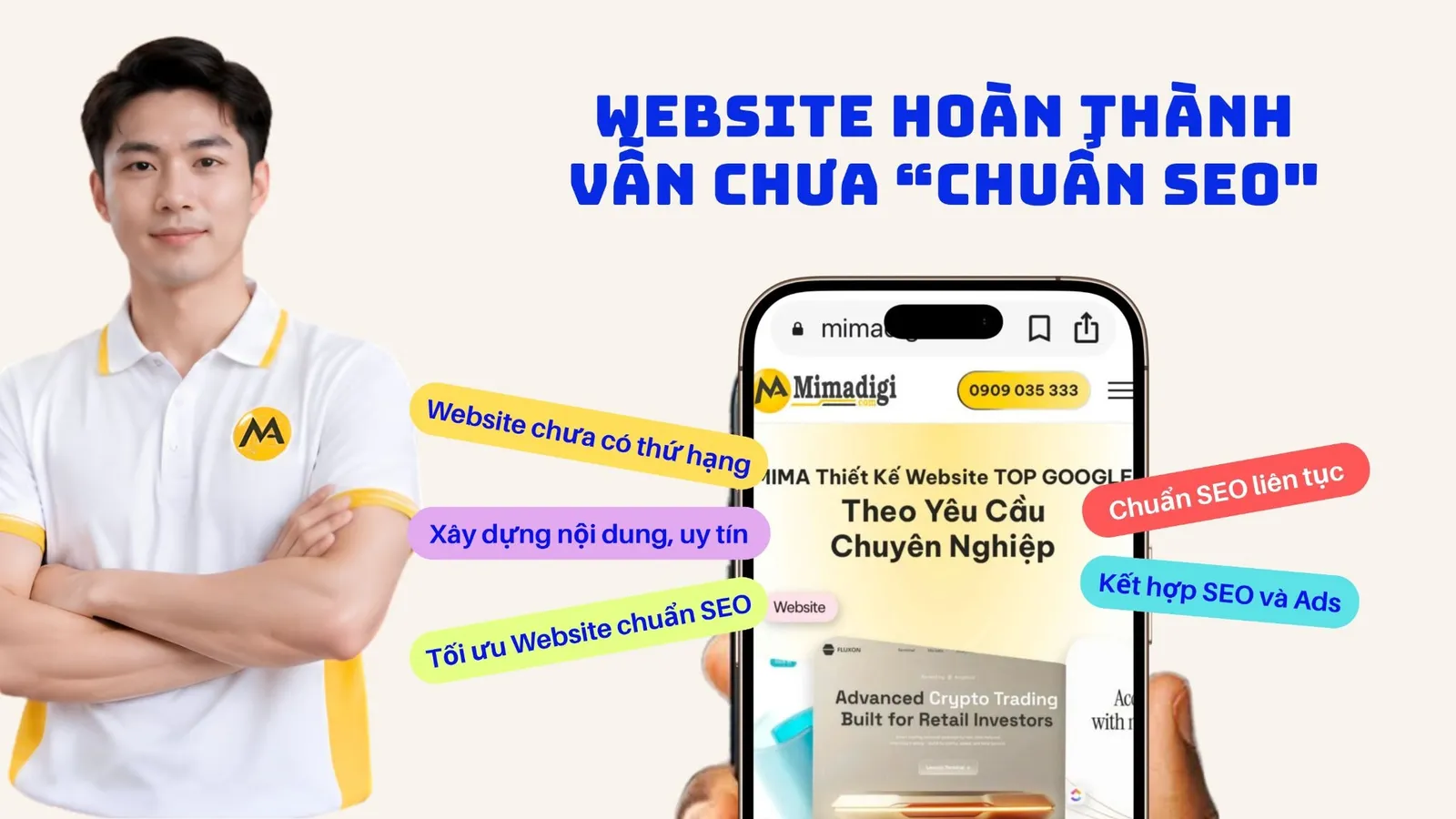 Website đã thiết kế hoàn chỉnh nhưng chưa có thứ hạng Google, thiếu nội dung SEO và phụ thuộc vào quảng cáo