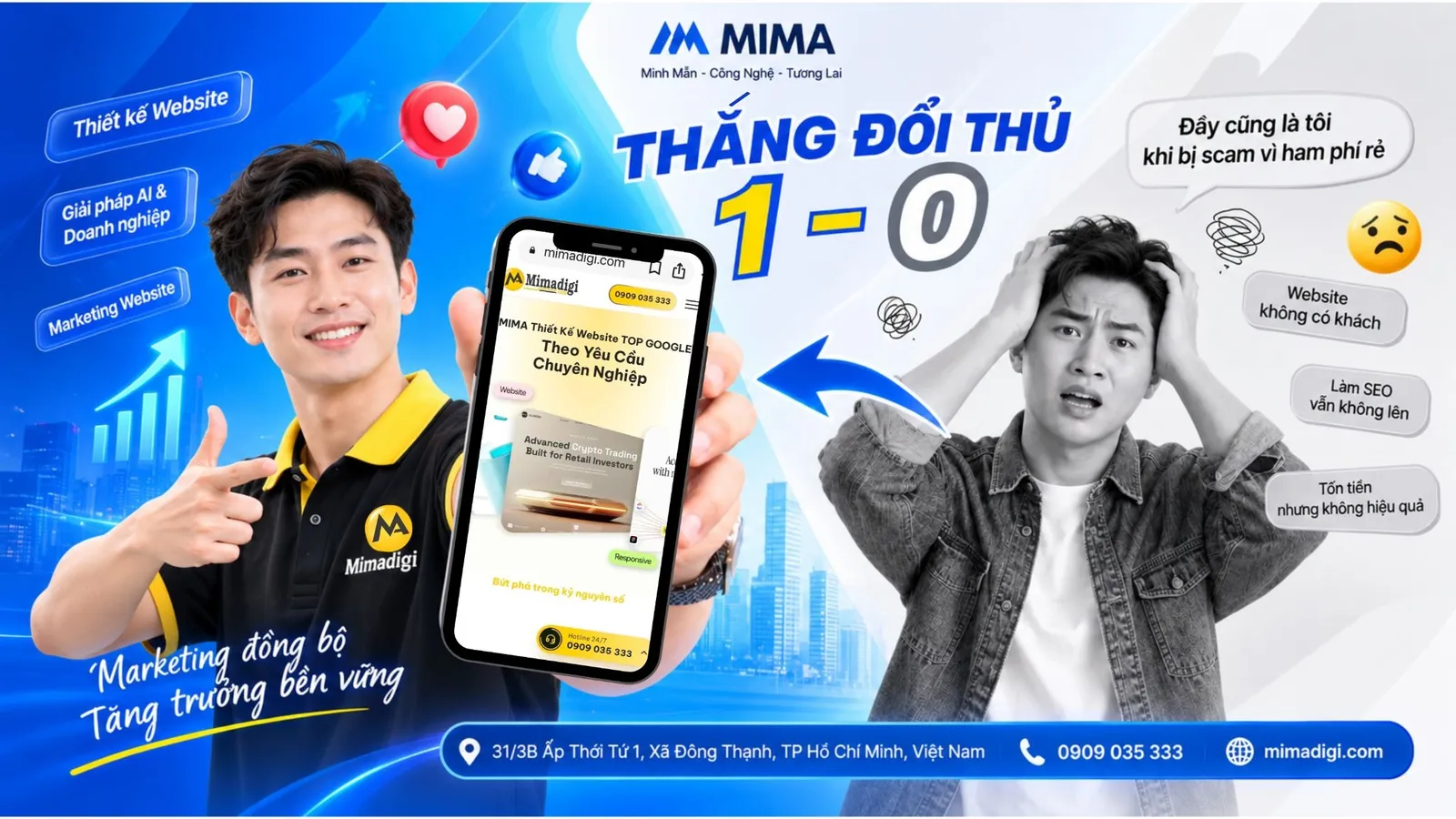 MIMA kết hợp thiết kế website, Marketing Website và dịch vụ công nghệ
