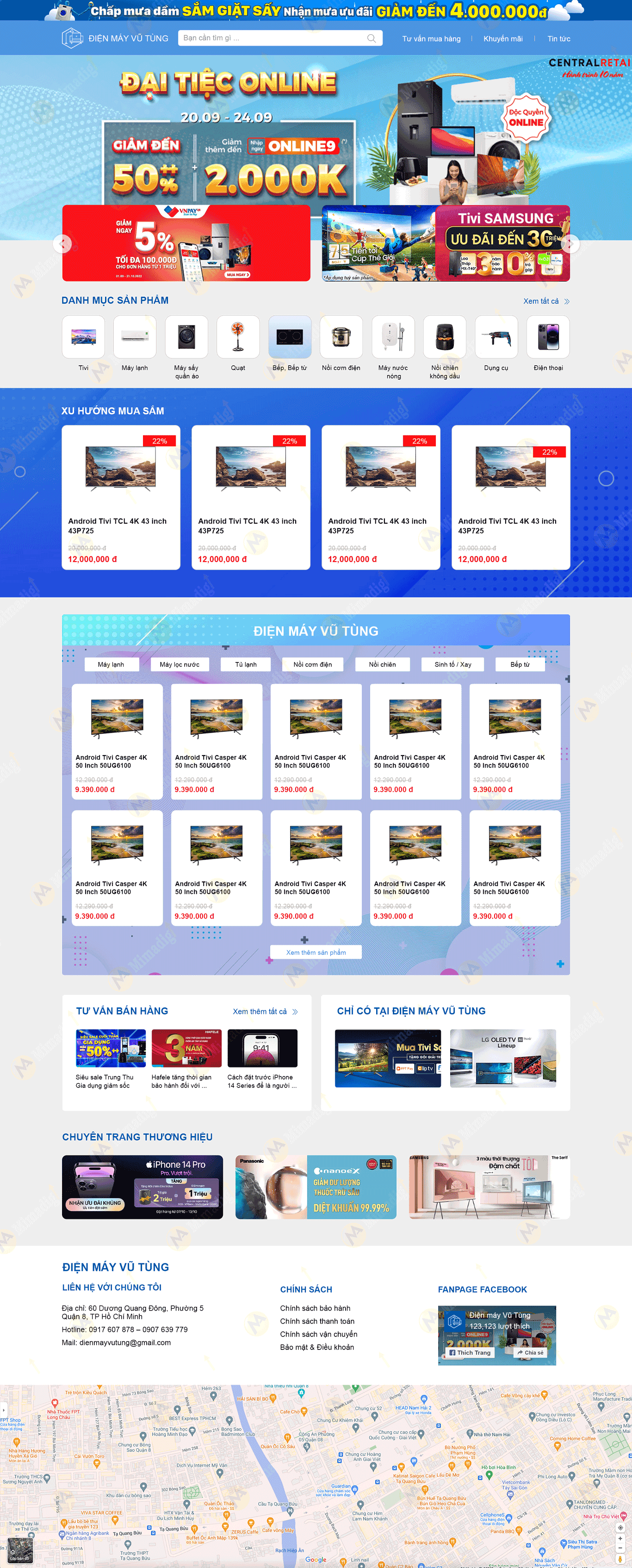 Vu Tung electronics business Website Design – Modern Interface, Effective Sales, Google Optimization with MIMA Web Design