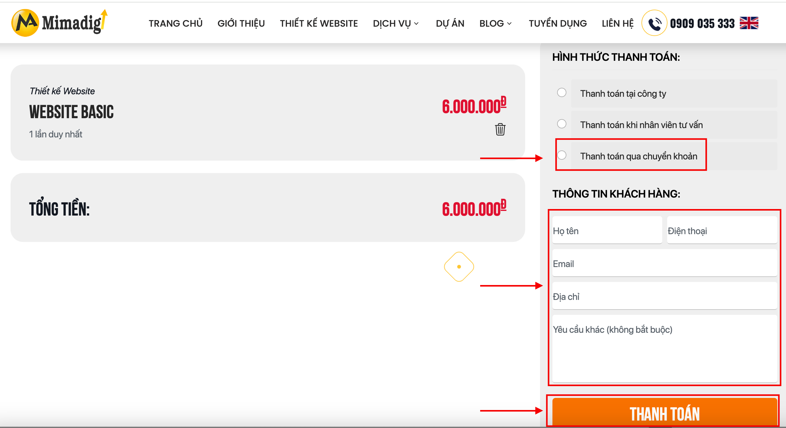 Chính sách mua hàng thiết kế website