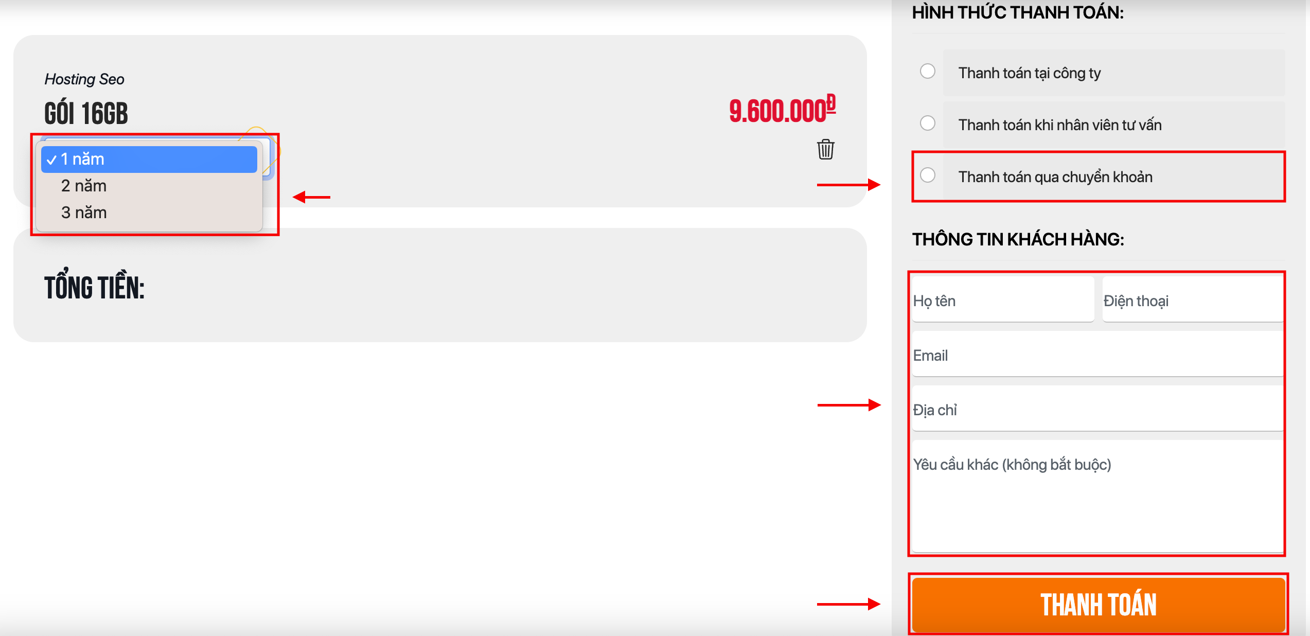Chính sách mua hosting seo