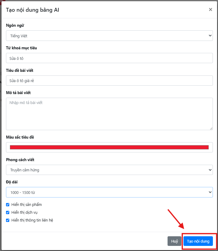 Step 10: Click Generate Content