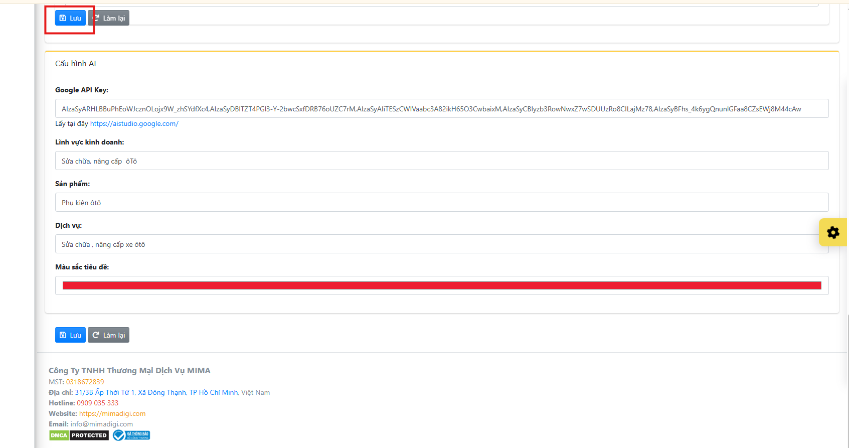 Bước 11: Dán API Key và lưu lại