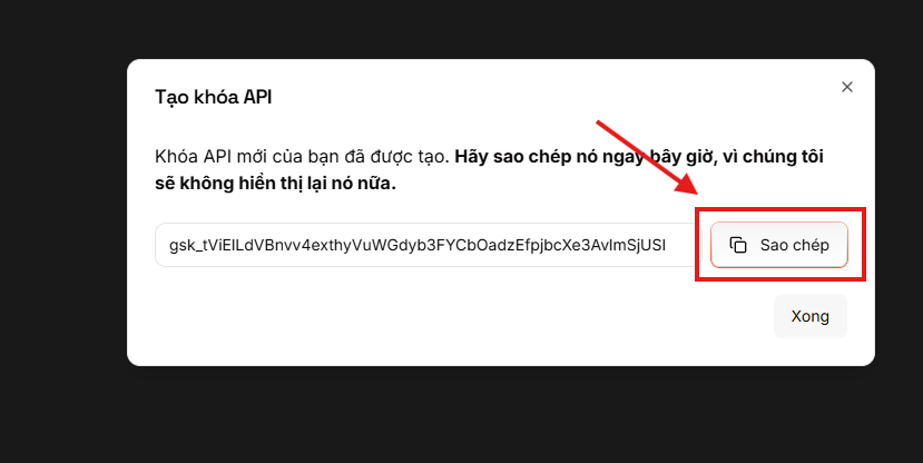 Bước 10: Sao chép API Key