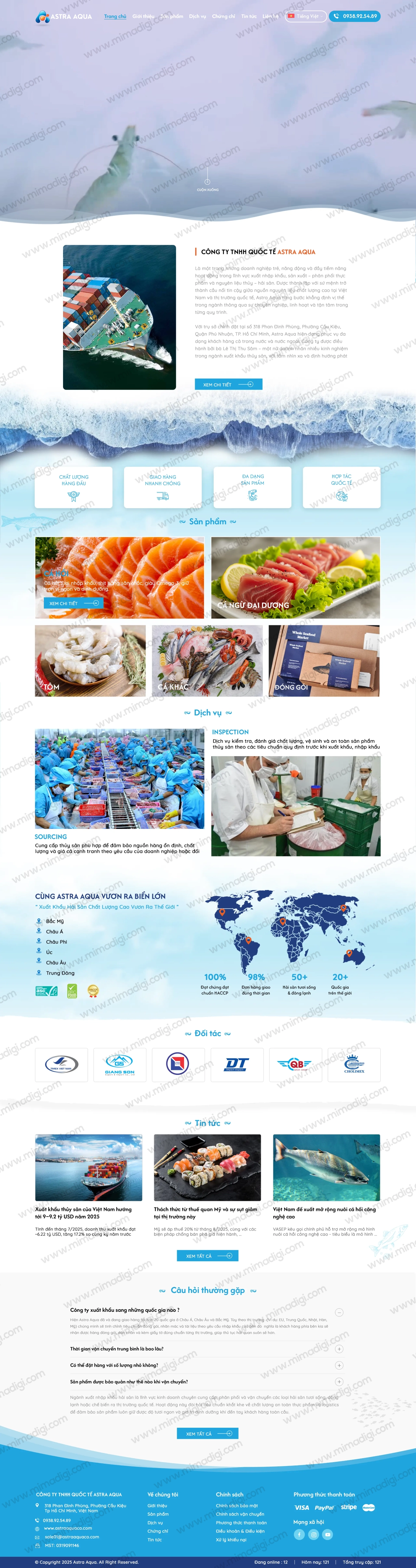 Website Astra Aqua – Giải Pháp Số Từ MIMADIGI