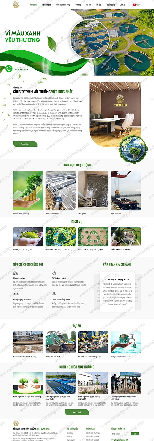 Dự Án Thiết Kế Website Môi Trường Việt Long Phát Cùng MIMADIGI