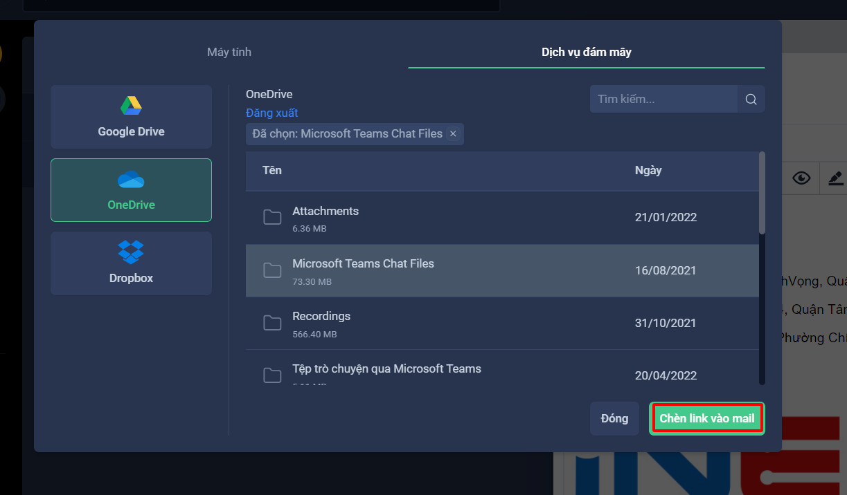 Guide to Linking Cloud Services for Sending Attachments on OneMail User Page
