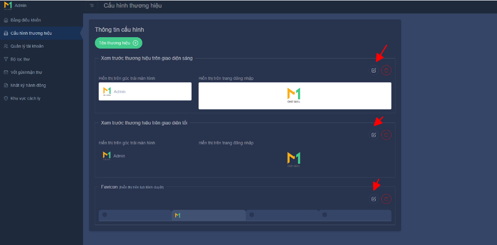Hướng dẫn cấu hình thương hiệu cho OneMail