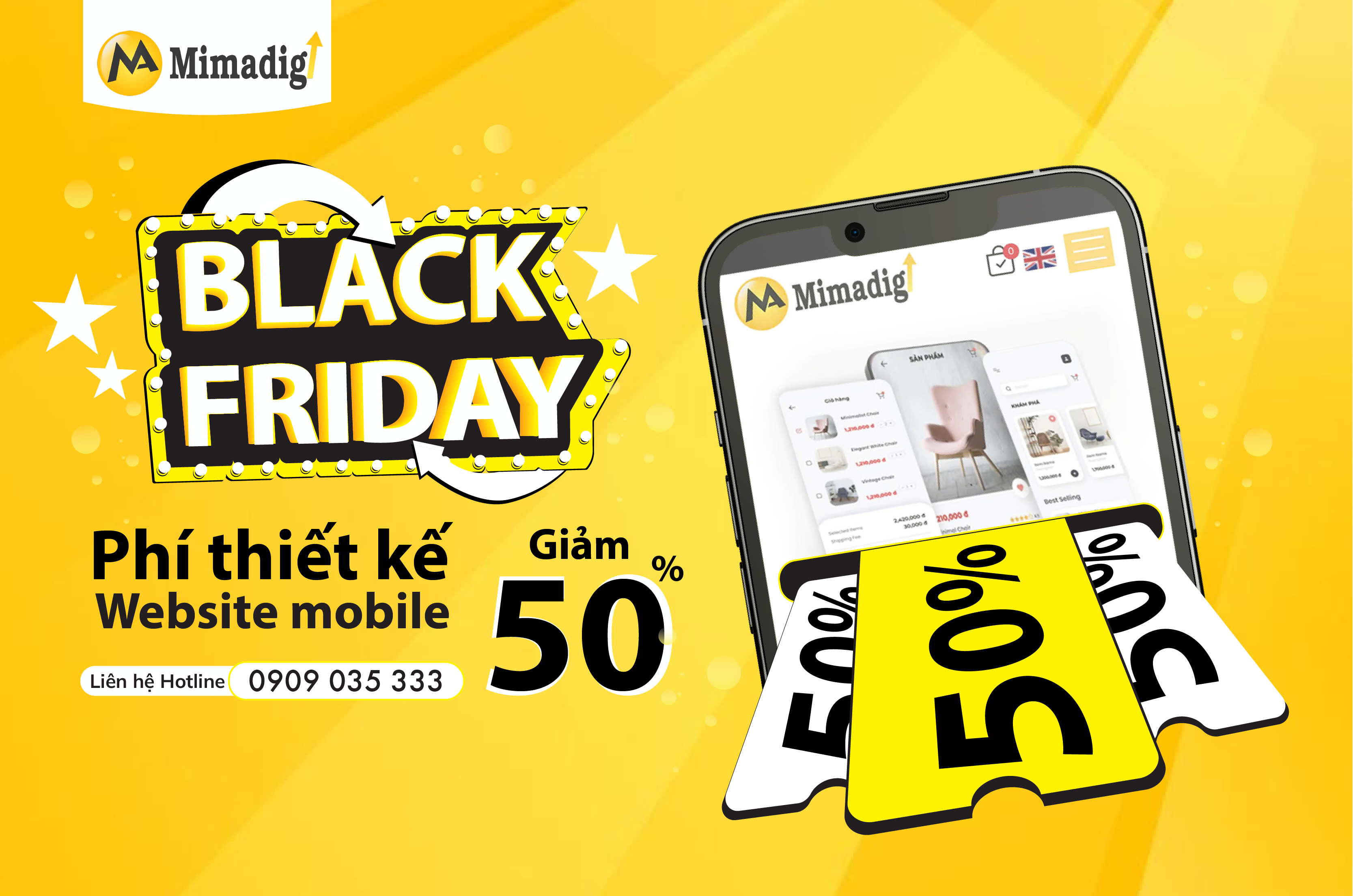 BLACK FRIDAY MIMA – GIẢM 50% PHÍ THIẾT KẾ WEBSITE MOBILE