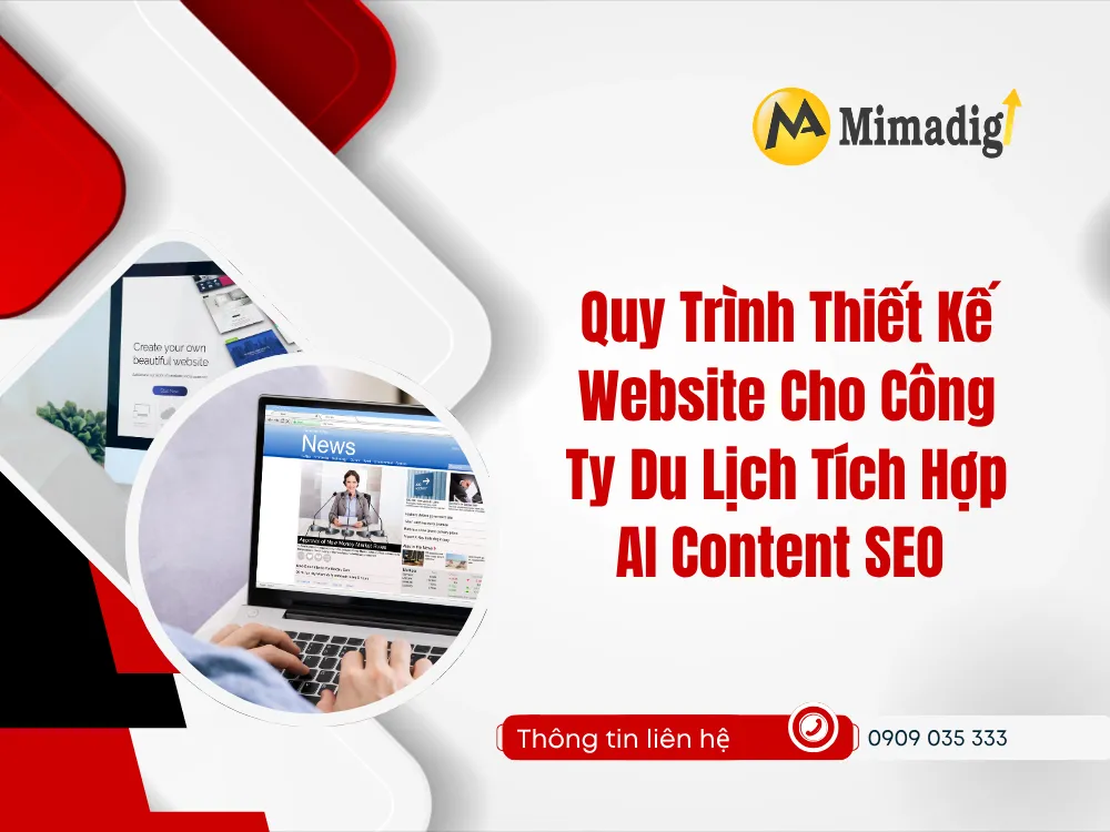 Quy Trình Thiết Kế Website Cho Công Ty Du Lịch Tích Hợp AI Content SEO tại mima