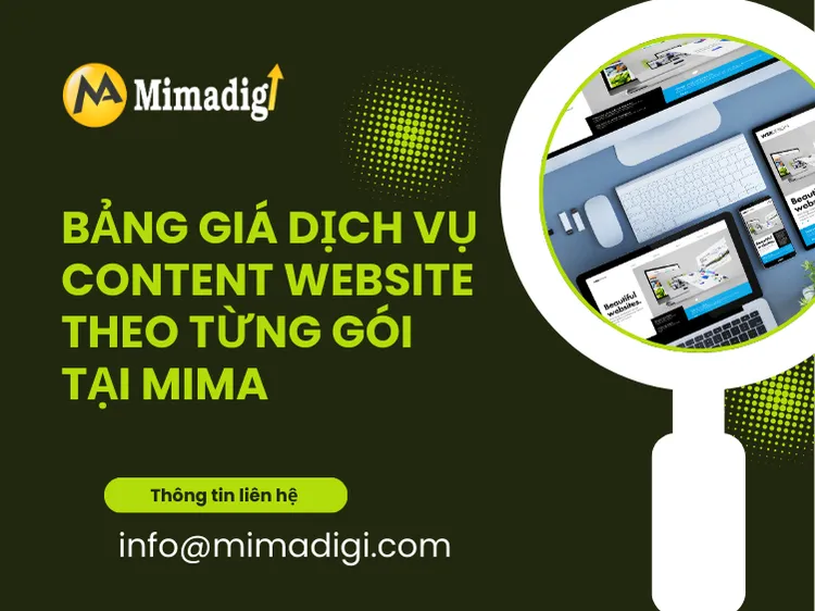 Website Content Service Pricing by Package at MIMA 