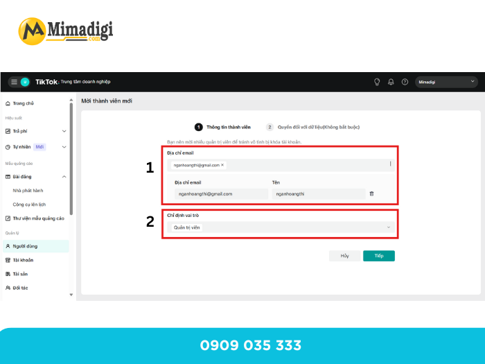 Select the Role to Grant Permissions