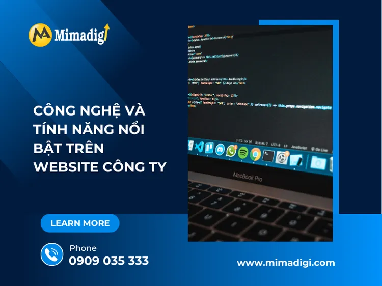Notable technologies and features on company websites at mima