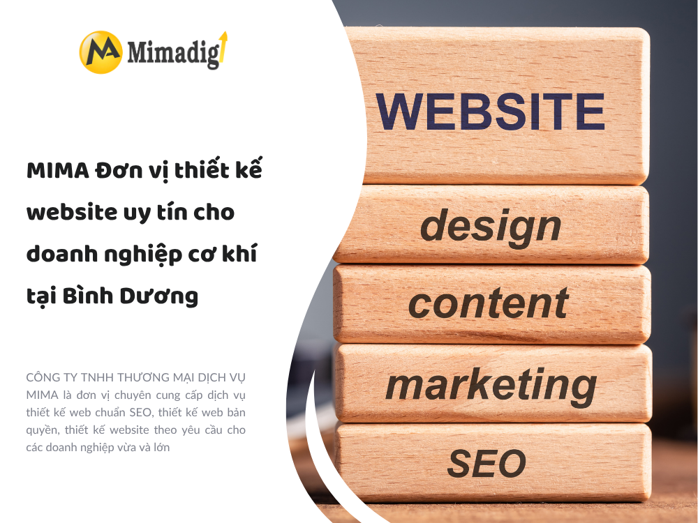 MIMA Đơn vị thiết kế website uy tín cho doanh nghiệp cơ khí tại Bình Dương tại mimadigi