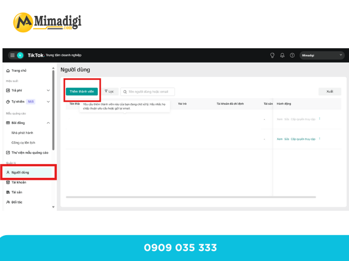 Add Members to Business Center