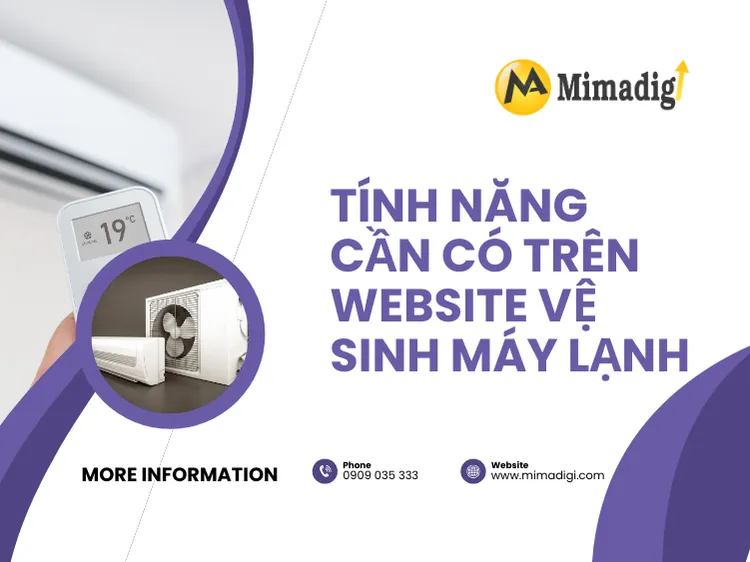Tính năng cần có trên website vệ sinh máy lạnh tại mima