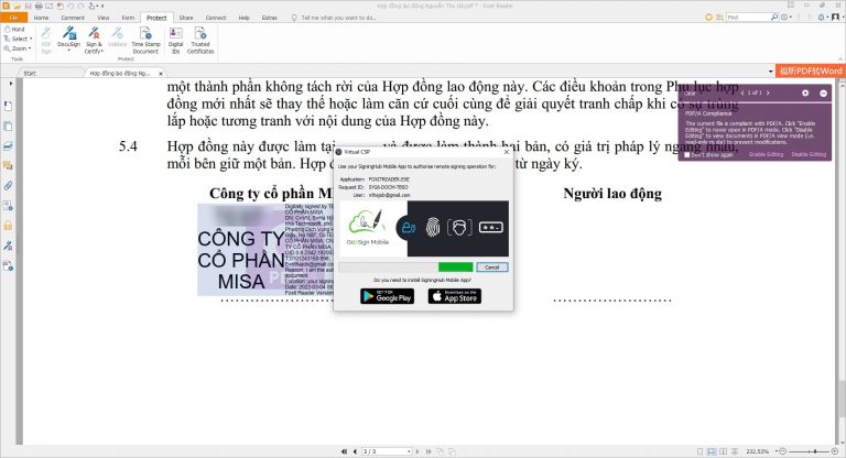 Thực hiện ký trên Foxit Reader